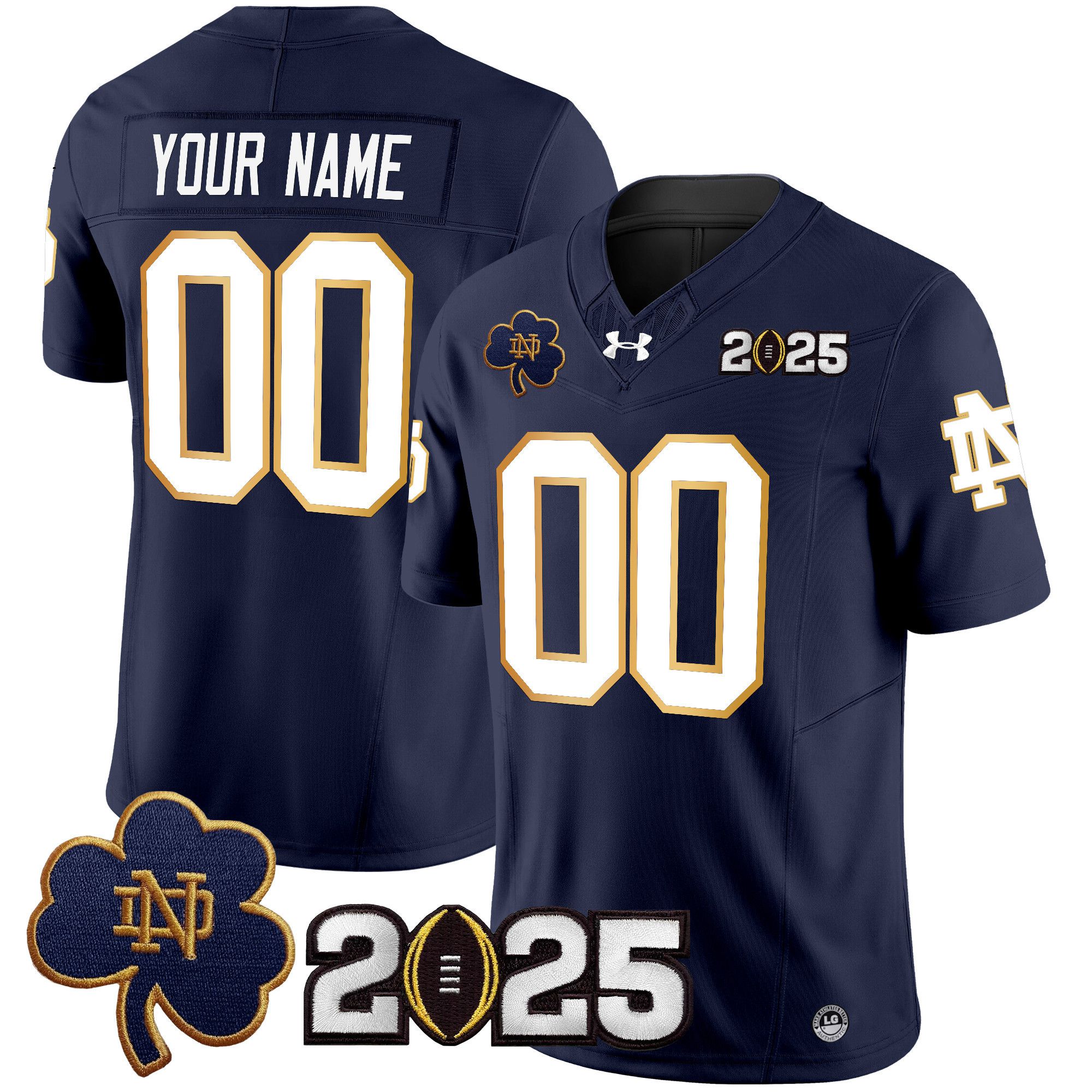 Men Notre Dame Fighting Irish Blue 2025 CFP Final Patch Vapor Limited Custom NCAA Jersey->customized ncaa jersey->Custom Jersey
